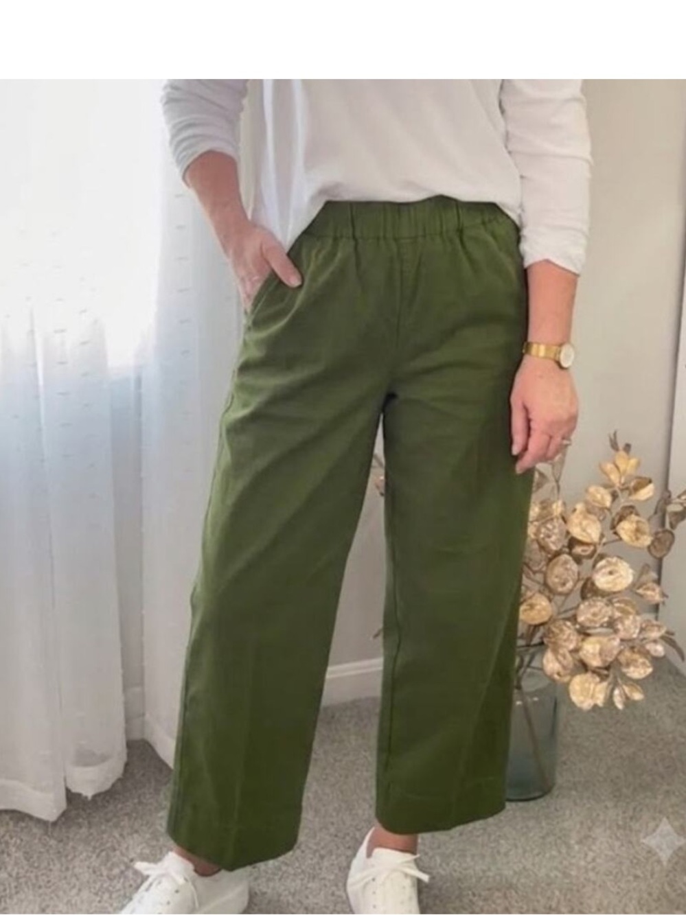 J. CREW Astrid Wide-Leg Chino Pant green